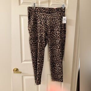 Michael Kors Cropped Ponte Pants Leopard Print Size Large NWT